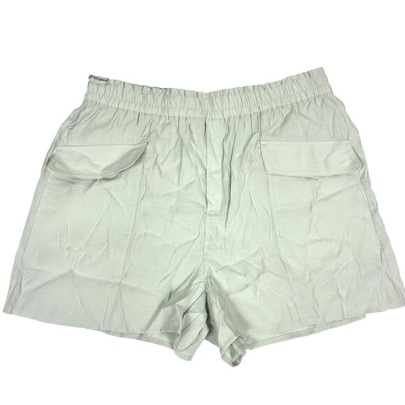 Madewell Pull On Cargo Shorts Paper bag Waist Sz Large Sage Mist Tencell NEW - Picture 3 of 8